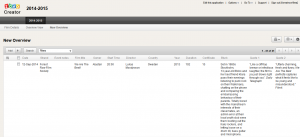 Screenshot of the Zoho database view